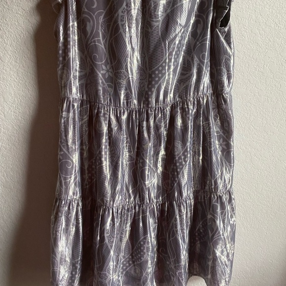 Marie Oliver Metallic Printed Tent Babydoll Tiered Ruffle Sleeves Retro Dress XS - Picture 12 of 15